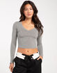 BOZZOLO Womens V-Neck Long Sleeve Tee image number 1