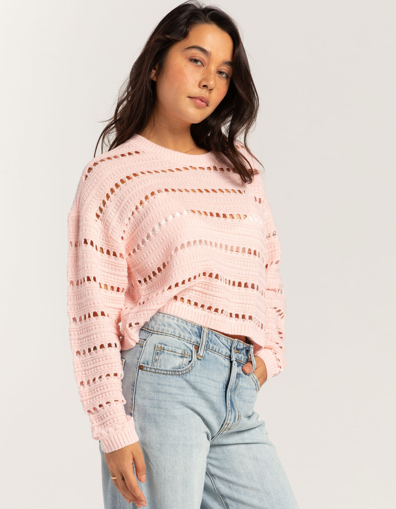 RSQ Womens Open Stitch Cropped Sweater image number 2