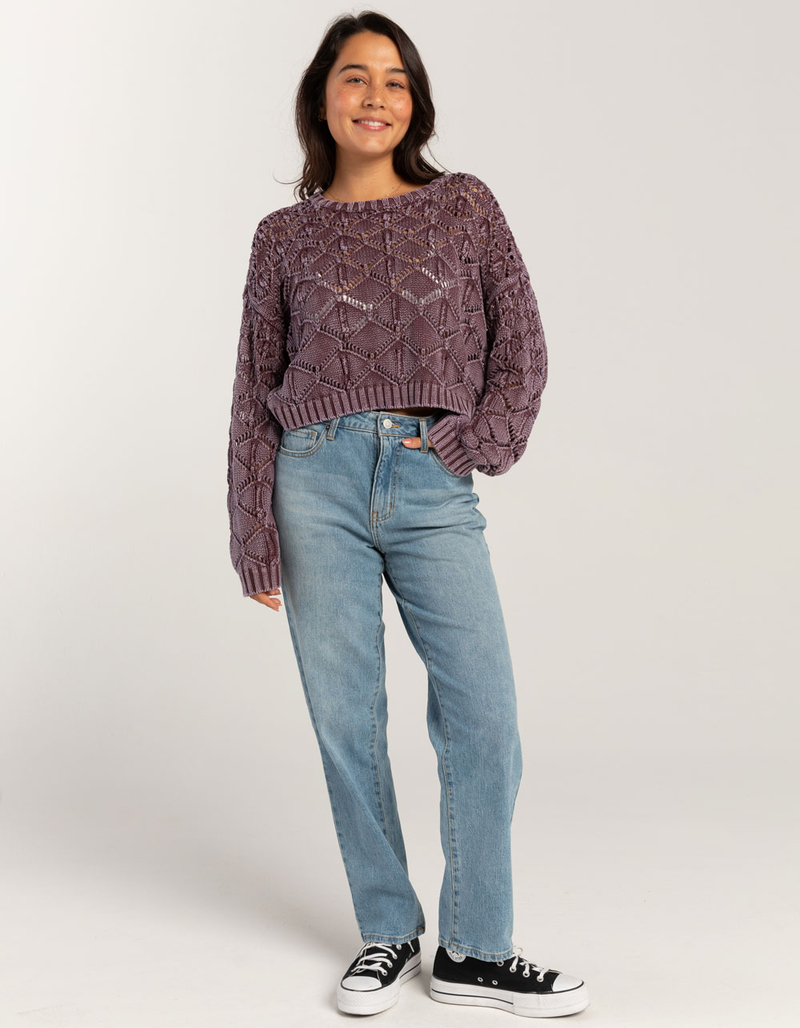 FULL TILT Womens Open Weave Washed Pullover Sweater image number 1