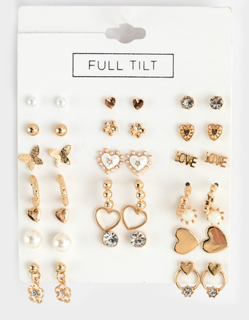 FULL TILT 20 Pack Flower Heart Earrings