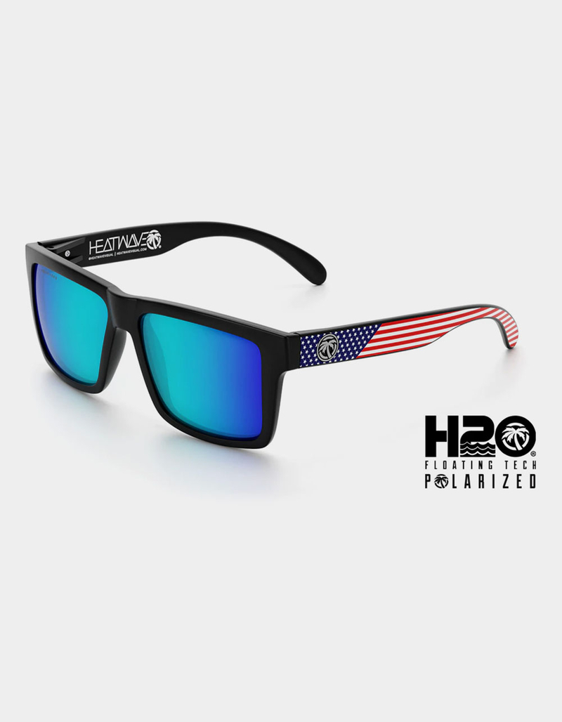 HEAT WAVE VISUAL Stars and Stripes H20 Vise Floating Polarized Sunglasses image number 1