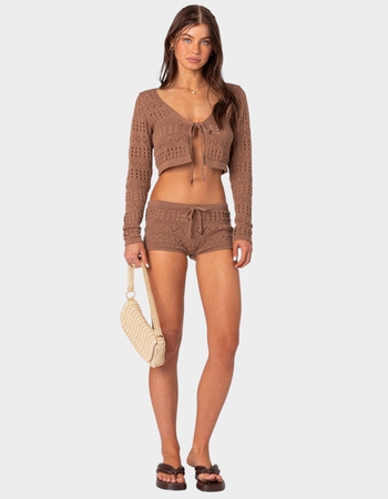 EDIKTED Betsy Tie Front Knitted Shorts