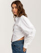 RSQ Womens Solid Crop Long Sleeve Button Up Shirt image number 3