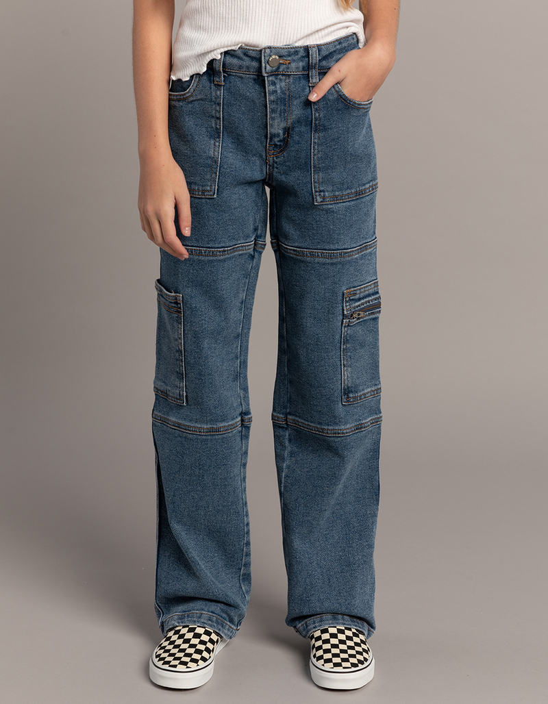 RSQ Girls Moto Cargo Wide Leg Jeans image number 2