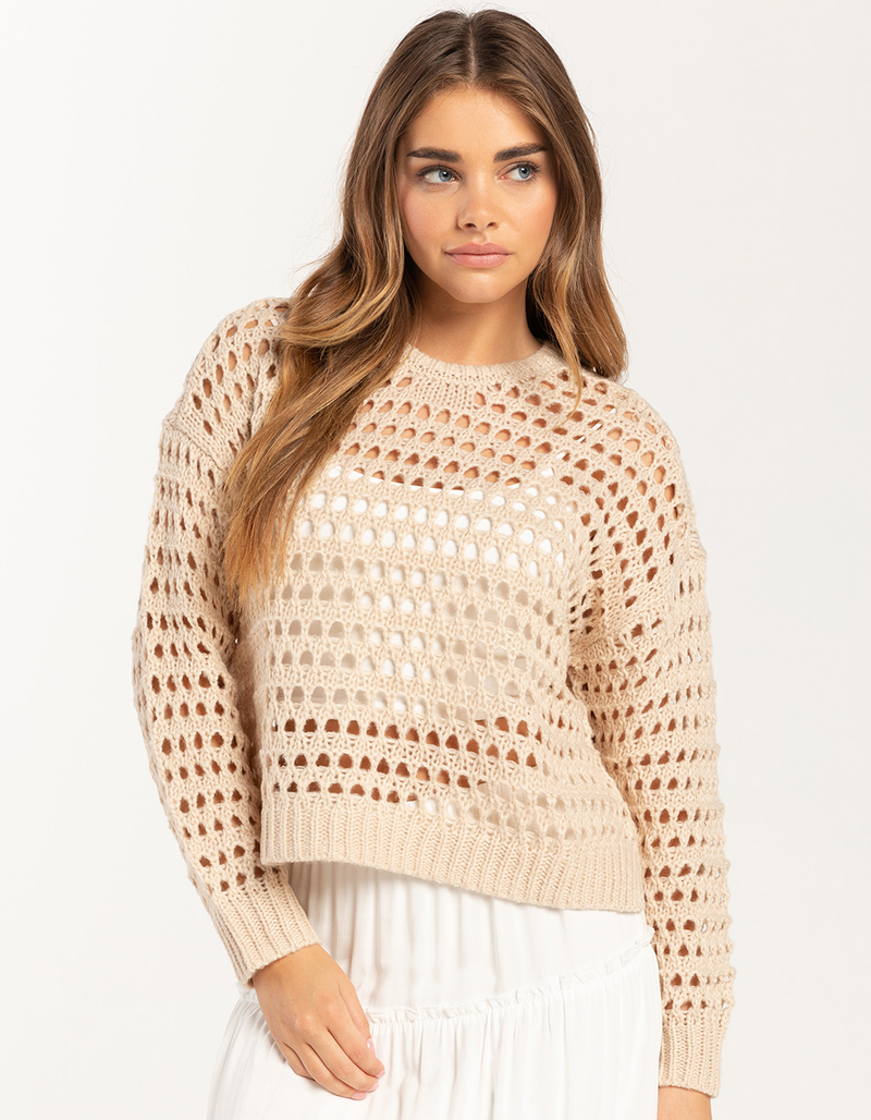 FULL TILT Essentials Open Knit Womens Pullover Sweater image number 1
