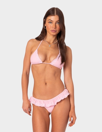 EDIKTED Frilly Triangle Bikini Top