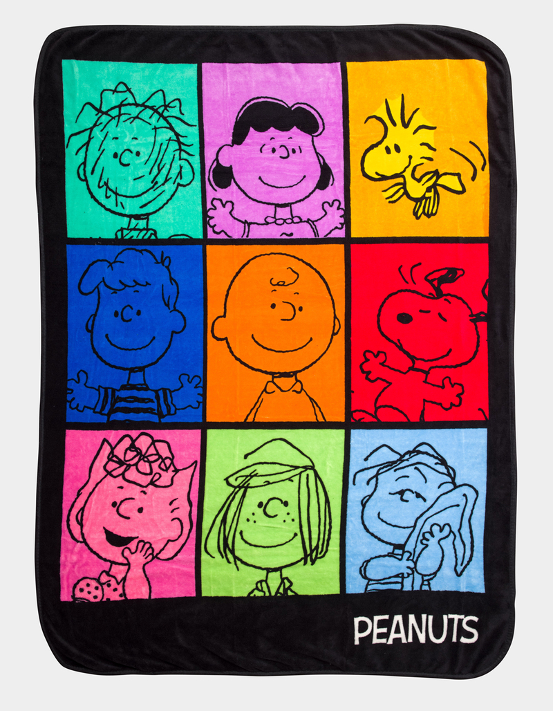 PEANUTS Character Grid Raschel Blanket image number 0