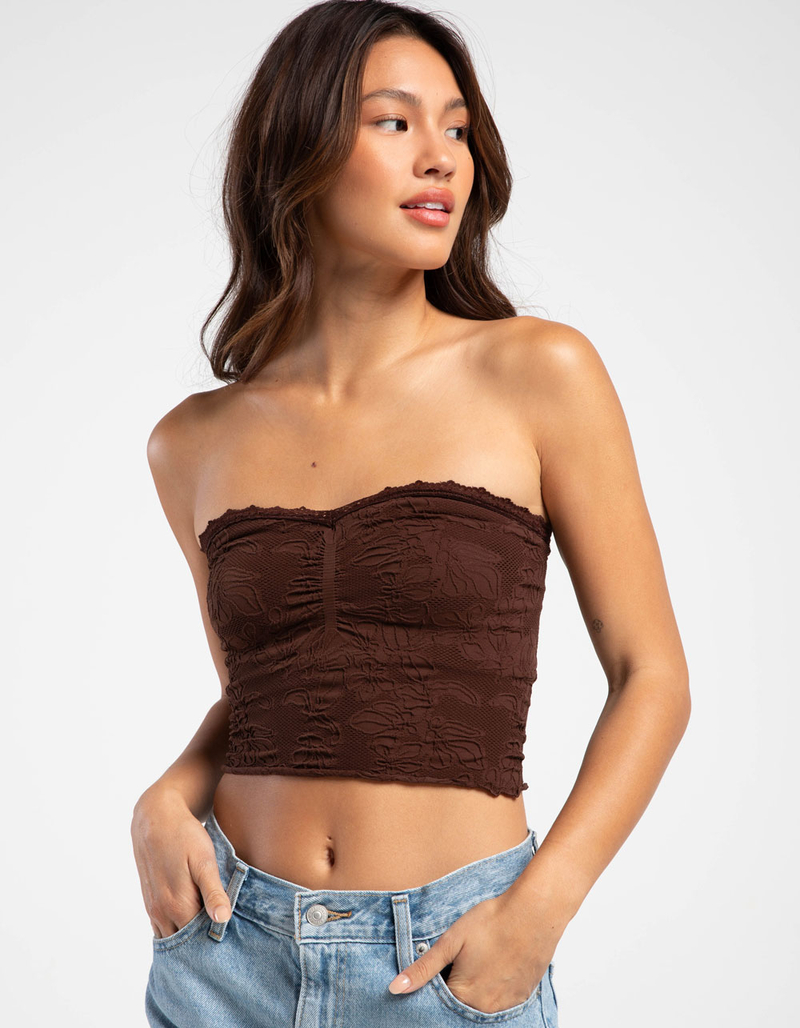 FULL TILT Seamless Lace Trim Textured Womens Tube Top image number 0