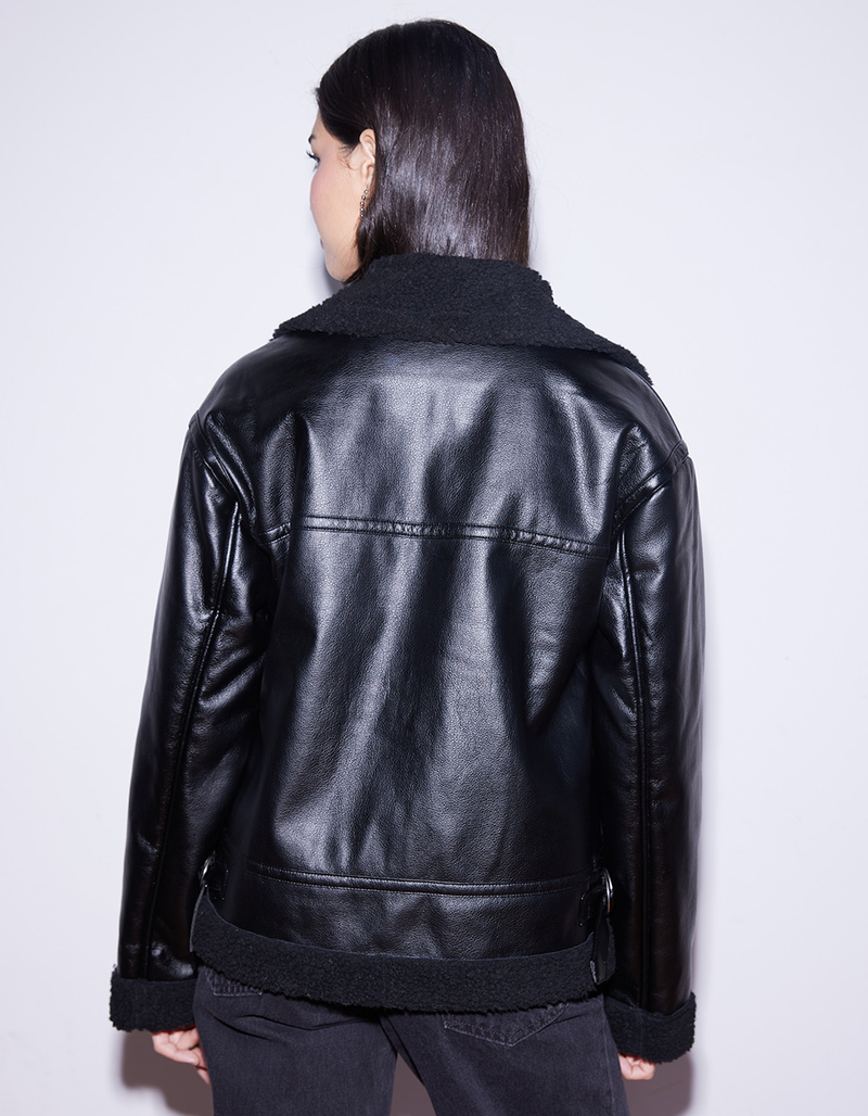WEST OF MELROSE Faux Leather Shearling Womens Jacket image number 3