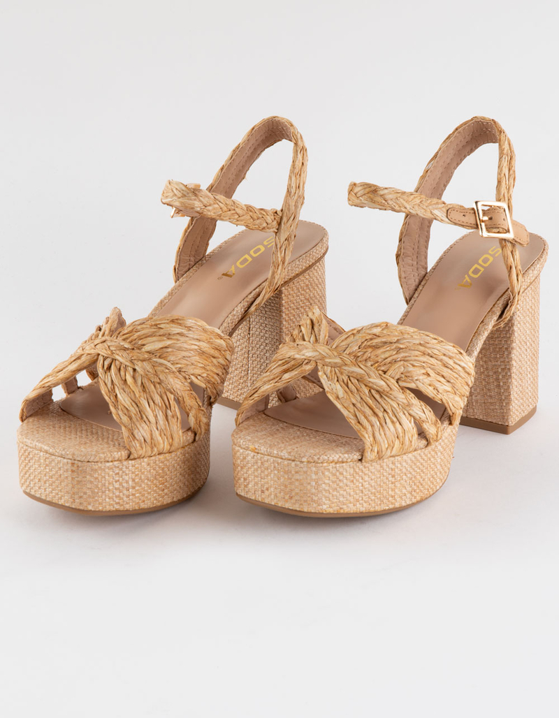 SODA Braided Raffia Platform Womens Heeled Sandals image number 0