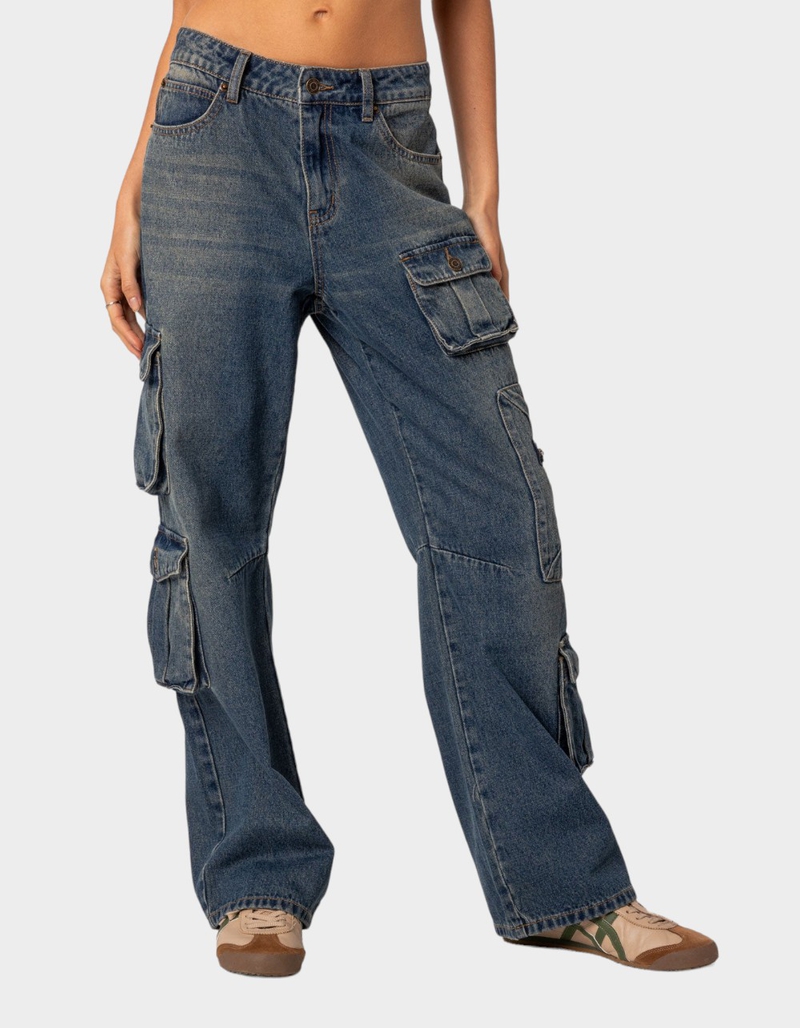 EDIKTED Baggy Boyfriend Cargo Jeans image number 0