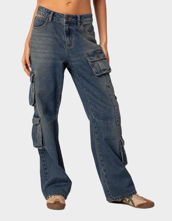 EDIKTED Baggy Boyfriend Cargo Jeans Primary Image