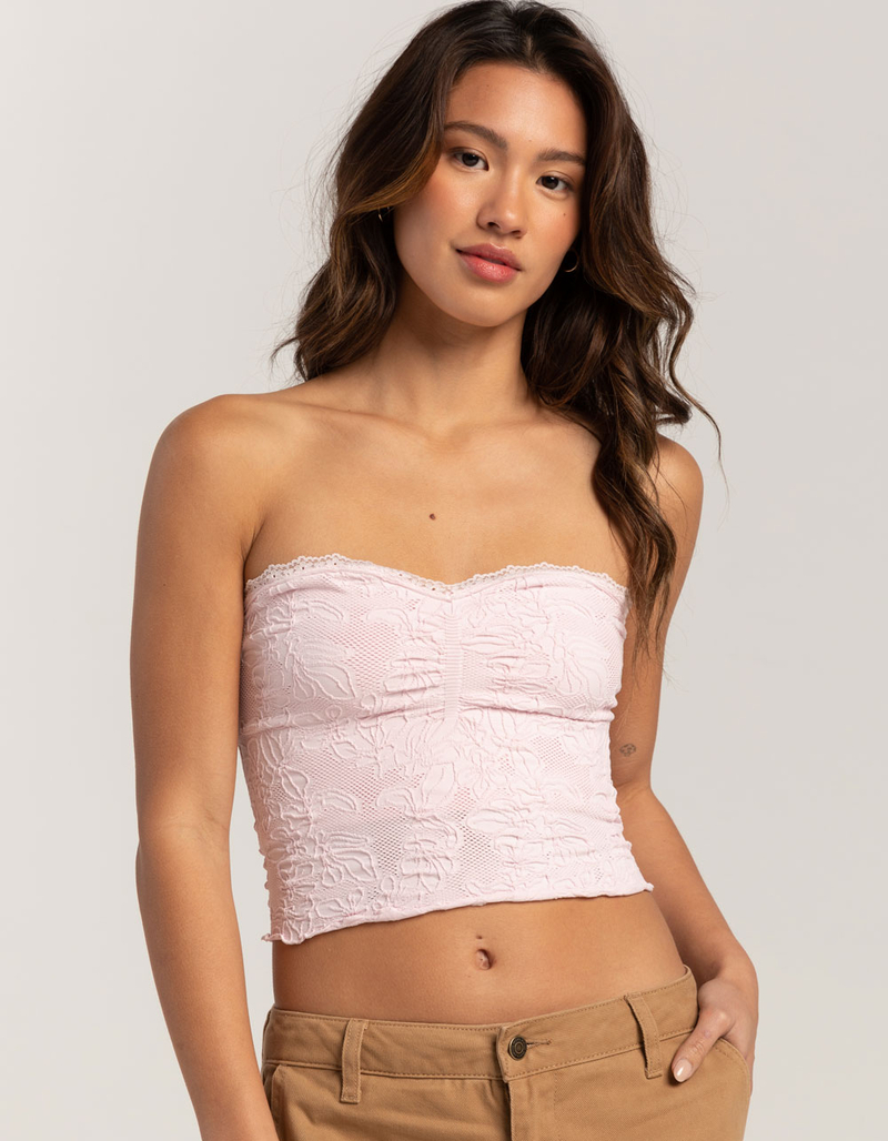 FULL TILT Seamless Lace Trim Textured Womens Tube Top image number 4