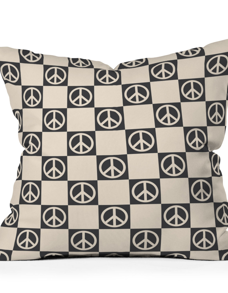 DENY DESIGNS Camila Checkered Peace Sign 16" x 16" Pillow image number 0