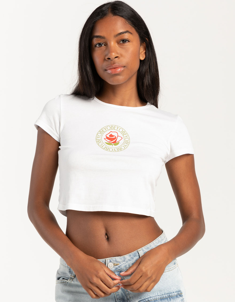 OBEY Rose Studios Womens Fitted Crop Tee image number 0