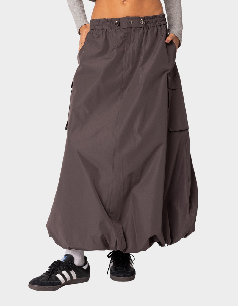 EDIKTED Bubble Cargo Nylon Maxi Skirt image number 1
