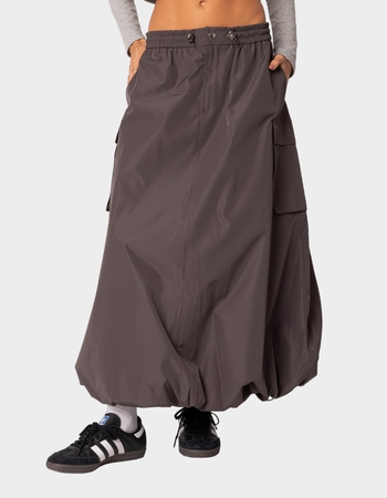 EDIKTED Bubble Cargo Nylon Maxi Skirt
