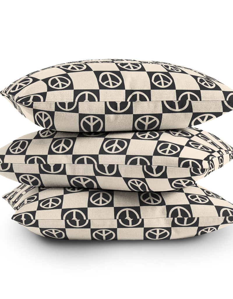 DENY DESIGNS Camila Checkered Peace Sign 16" x 16" Pillow image number 3