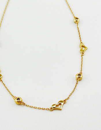 DO EVERYTHING IN LOVE 14K Gold Dipped Multi Dainty Heart Necklace