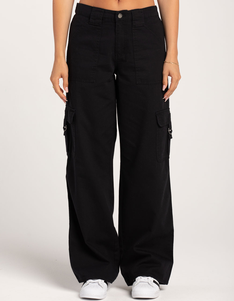 RSQ Womens Mid Rise Cargo Tape Pocket Twill Pants image number 1