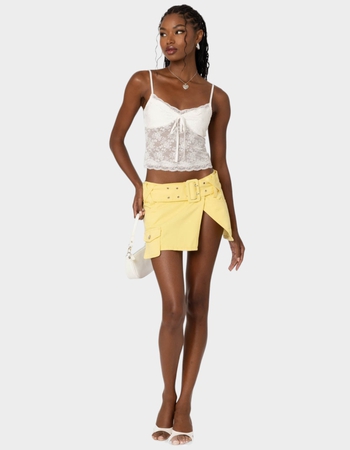 EDIKTED Belted Denim Wrap Mini Skirt Alternative Image