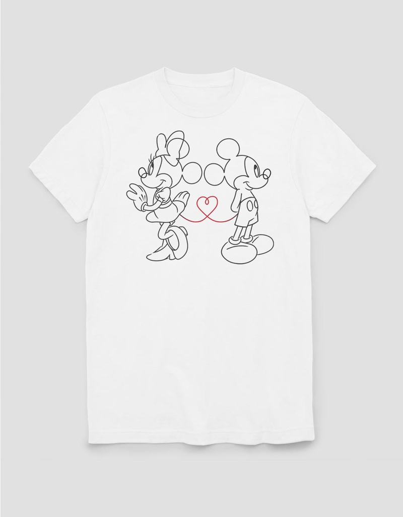 DISNEY Valentines Mickey Minnie Outline Unisex Tee image number 0