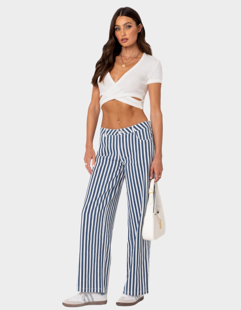 EDIKTED Striped Low Rise Jeans image number 1
