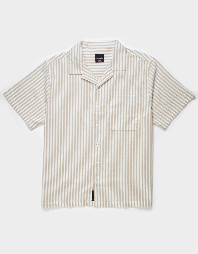 RSQ Mens Stripe Oxford Camp Shirt  image number 0