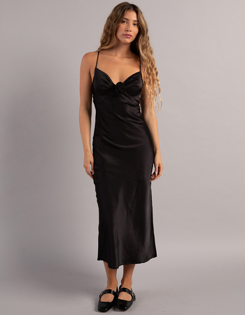 WEST OF MELROSE Satin Rosette Womens Midi Dress