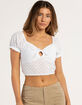 RSQ Womens Eyelet Keyhole Puff Sleeve Top image number 1
