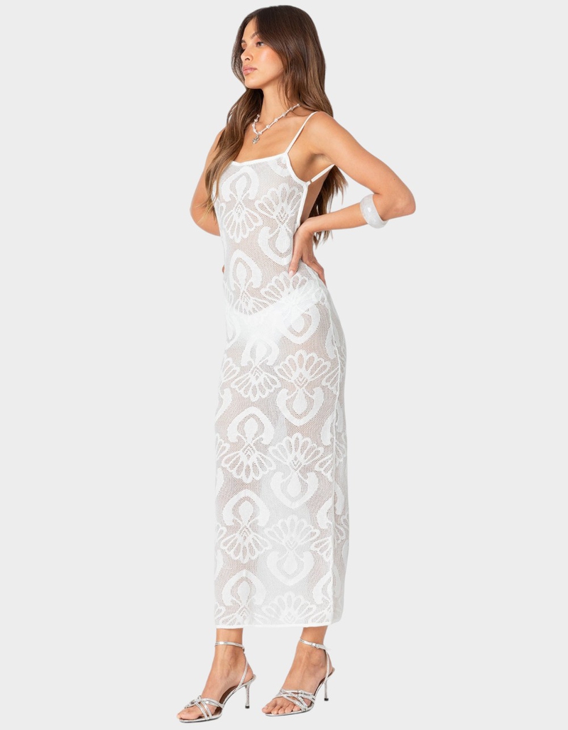 EDIKTED Embroidered Backless Sheer Knit Maxi Dress image number 3