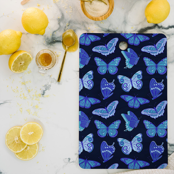 DENY DESIGNS Jessica Molina Texas Butterflies Blue Rectangle Cutting Board
