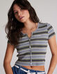 FIVESTAR GENERAL CO. Stripe Button Knit Womens Top image number 1
