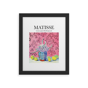 DENY DESIGNS Artily Matisse Lemons Against Pink Background 18" x 24" Framed Art Print