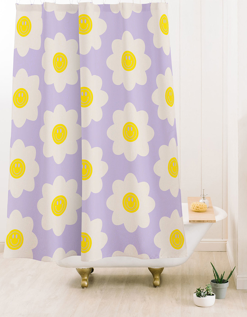 DENY DESIGNS MariaMaria Creative Retro Happy Flower Shower Curtain image number 1