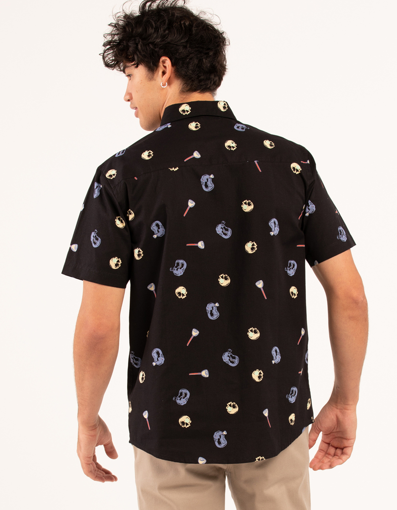 RSQ Mens Ditsy Skull Button Up Shirt image number 2