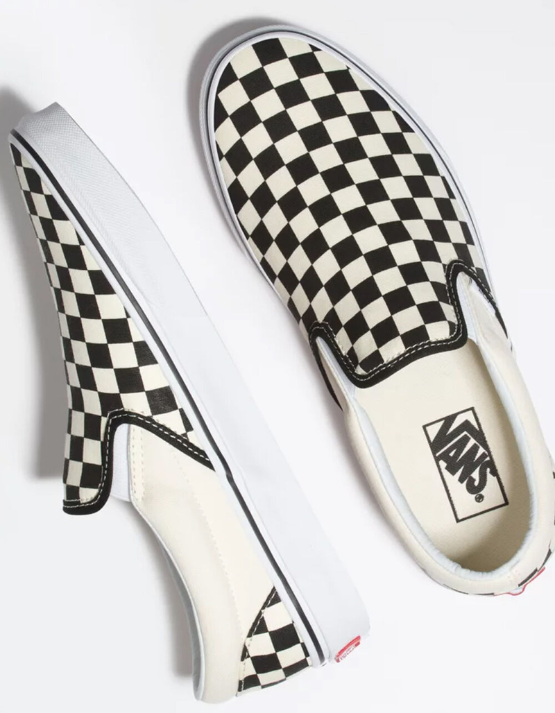 VANS Checkerboard Slip-On Black & Off White Shoes image number 3