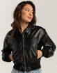 STOOSH Vegan Leather Womens Crop Bomber Jacket image number 1