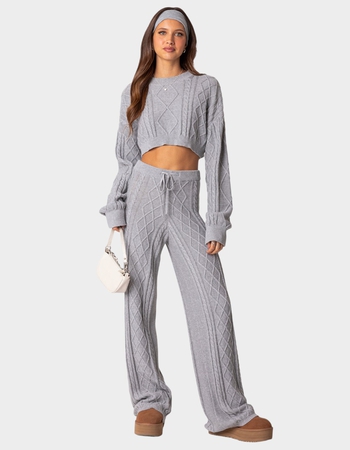 EDIKTED Kasey Cable Knit Cropped Sweater