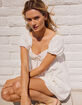 RSQ Womens Tie Front Embroidered Babydoll Dress image number 6