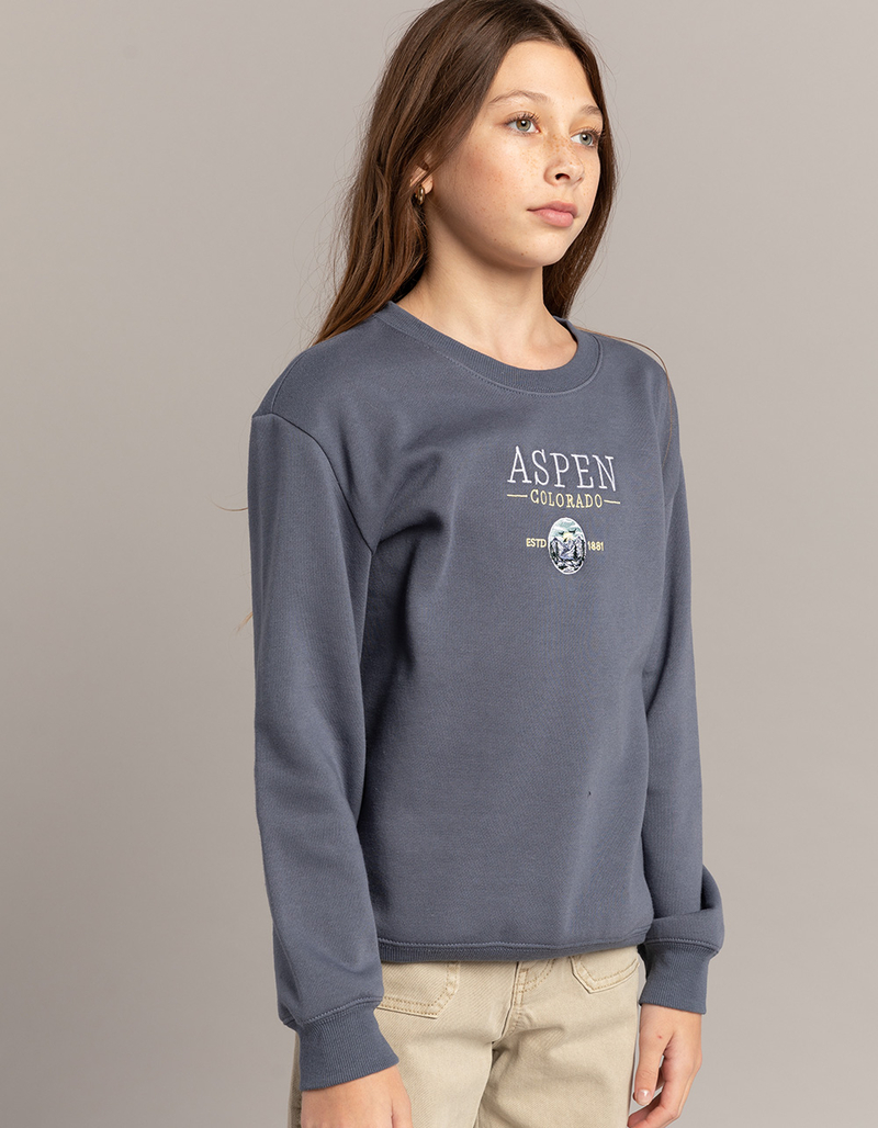 FULL TILT Aspen Girls Embroidered Crewneck Sweatshirt image number 2