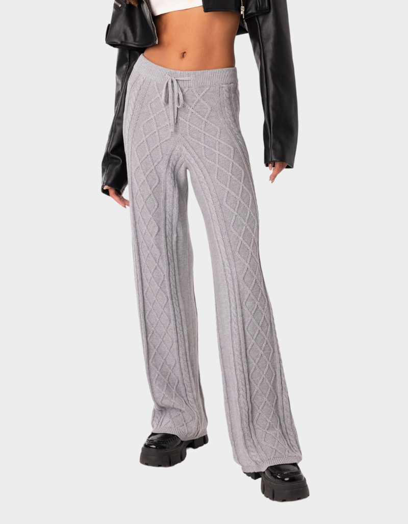 EDIKTED Kasesy Cable Knit Womens Pants image number 1