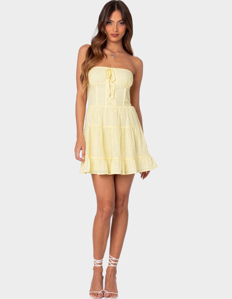 EDIKTED Liora Lacey Cotton Mini Dress image number 4