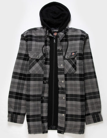 DICKIES Quilted Flannel Hooded Shirt Mens Jacket