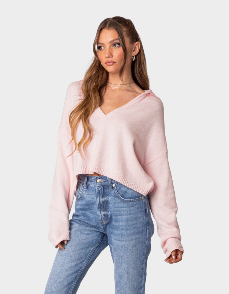 EDIKTED Marcie Oversized Cropped Sweater image number 2