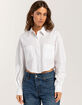 RSQ Womens Solid Crop Long Sleeve Button Up Shirt image number 2