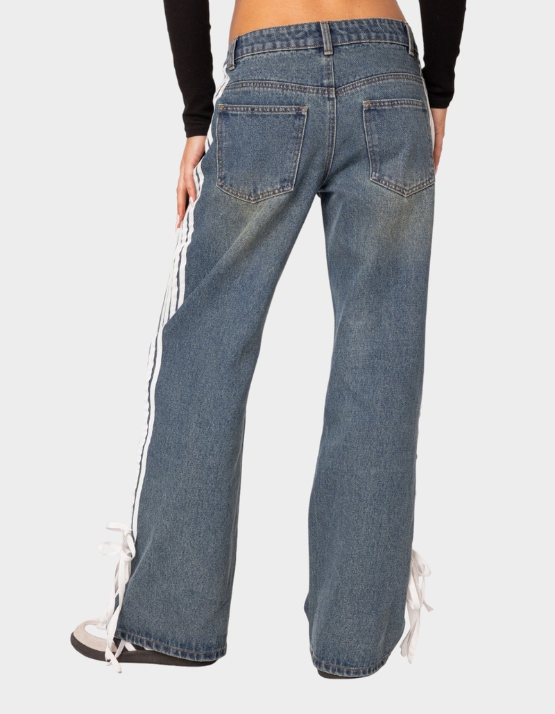 EDIKTED Washed Low Rise Ribbon Jeans image number 3