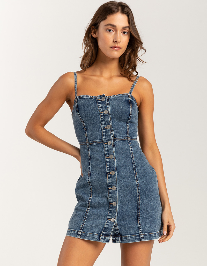 RSQ Womens Button Front Denim Dress image number 4