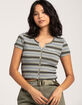 FIVESTAR GENERAL CO. Stripe Button Knit Womens Top image number 3
