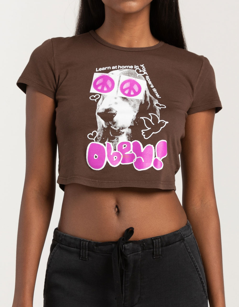 OBEY Peace Eyes Womens Fitted Crop Tee image number 2